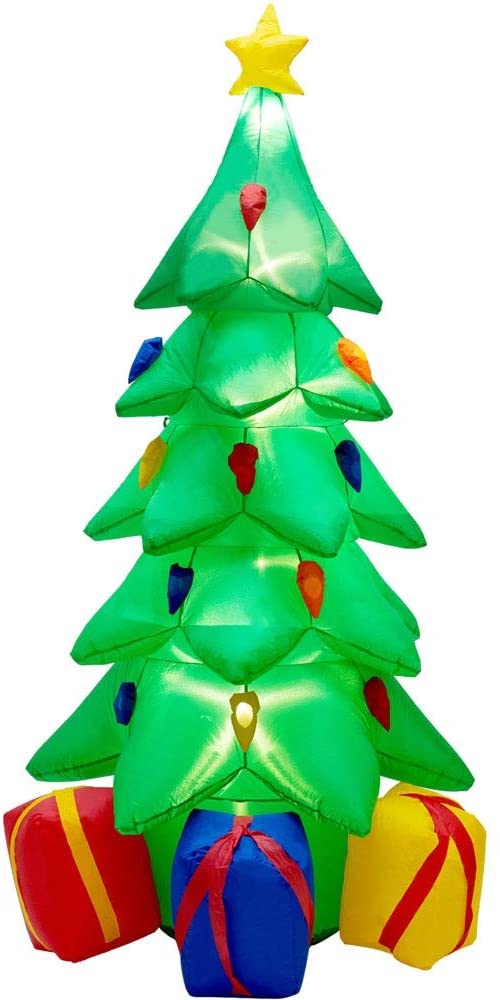 Optimisland 7 FT Inflatable Christmas Tree with LED Lights, Christmas Tree with 3 Gift Wrapped Boxes, Christmas Lighted Decoration for Indoor Outdoor Yard Garden